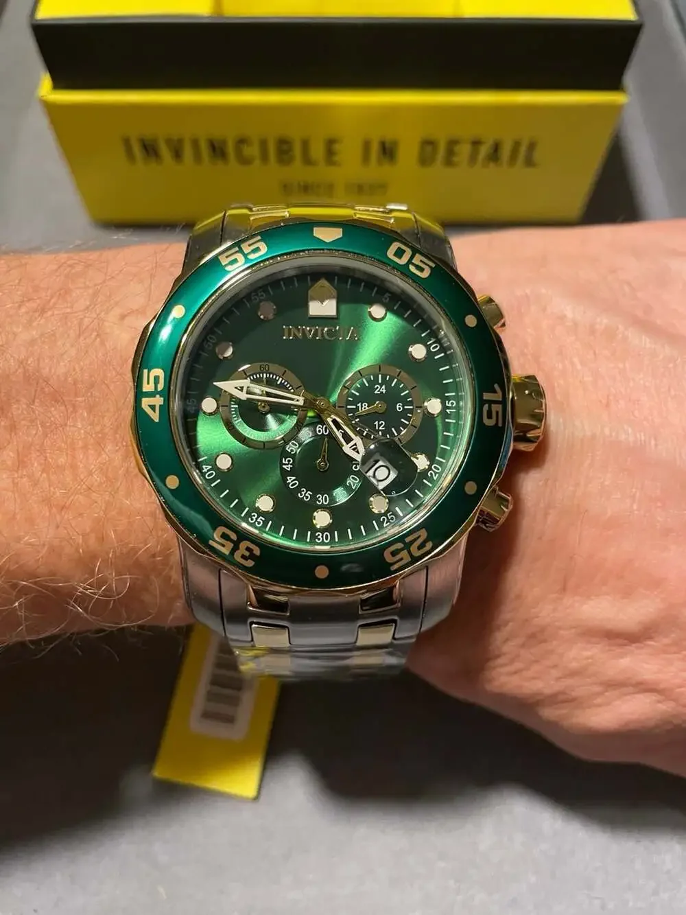 Invicta Pro Diver SCUBA Men’s Watch 48mm Steel Gold Green 40191
